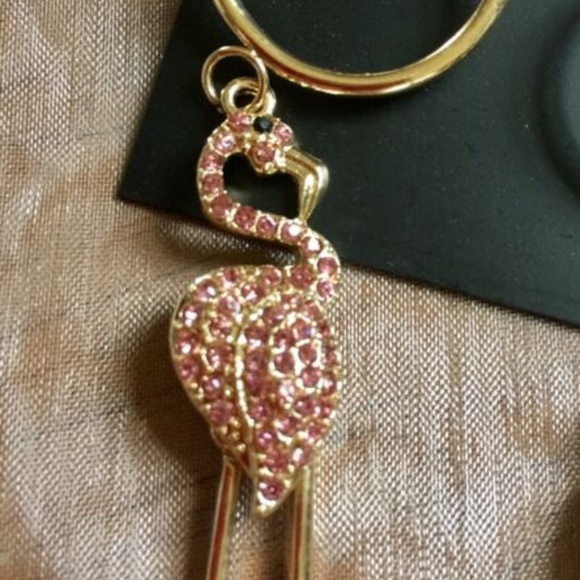 JOINTED PINK CRYSTAL FLAMINGO EARRINGS 4 In Final$ - Picture 4 of 4
